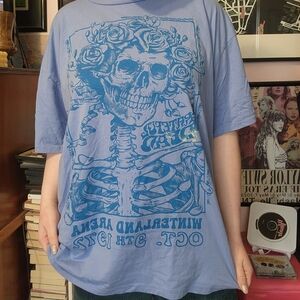Grateful Dead blue skeleton concert poster oversized tee
